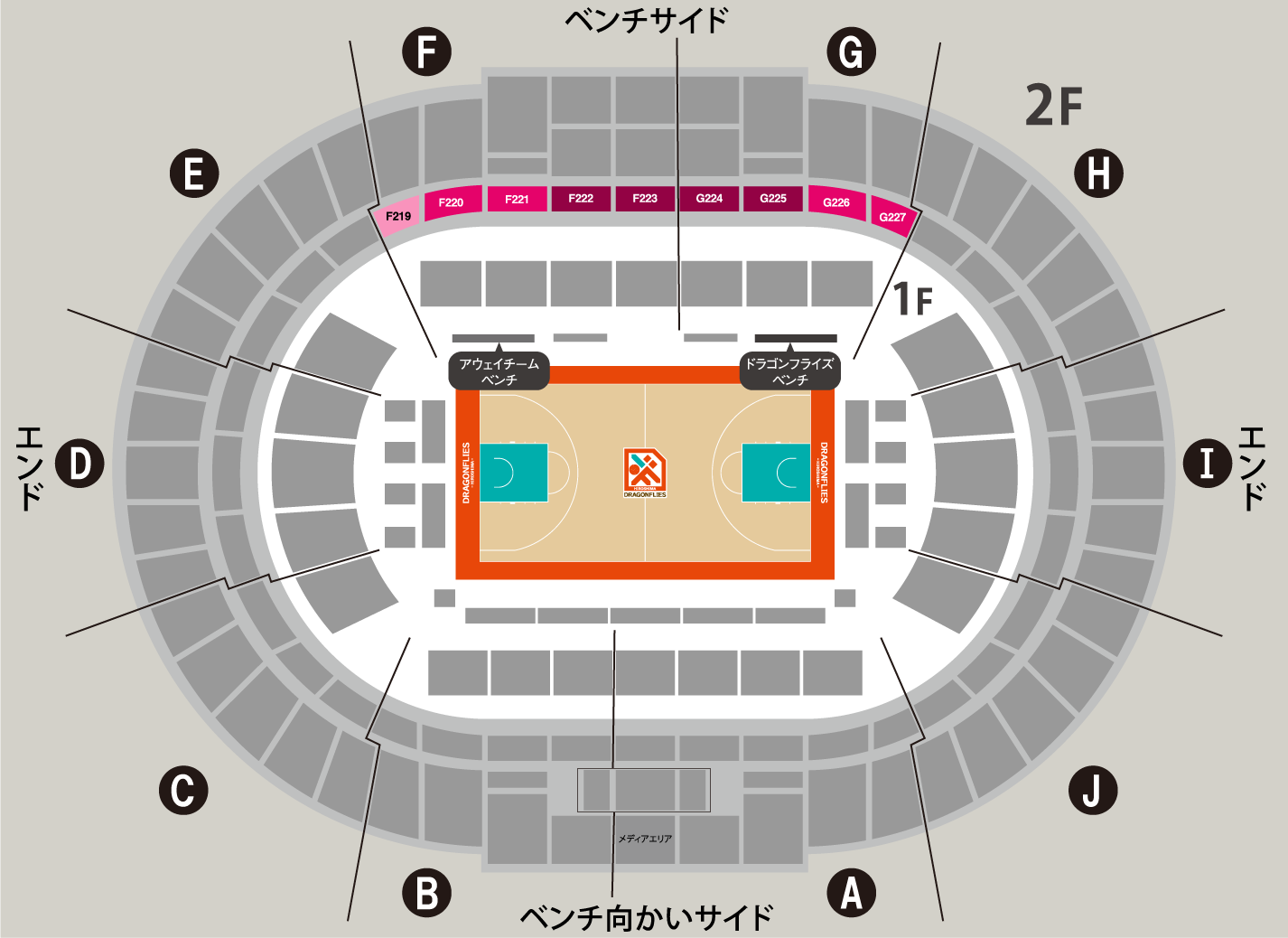 2階ベンチサイド(前方)