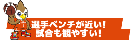 選手ベンチが近い！