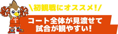 コート全体が見渡せて試合が観やすい！